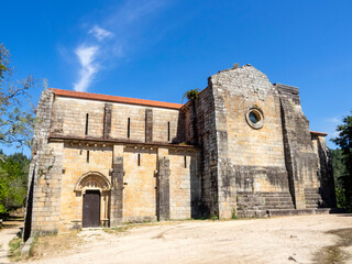 Exterior View of the 12th Century Romanesque San Lorenzo de Carboeiro Monastery, Silleda, Spain