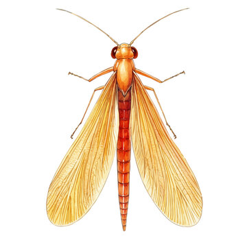 Thrips, lively watercolor vector drawing with intricate brush, isolated on a white background.