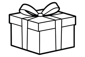 Obraz premium gift box silhouette line art vector illustration with a white background