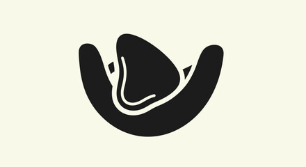 Simple black and white illustration of a taco on a plain background.