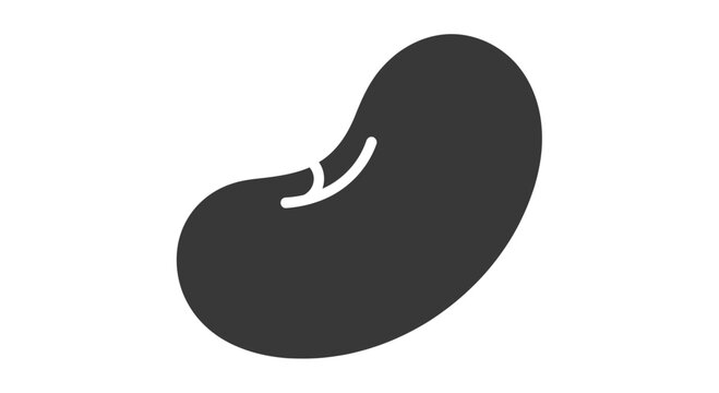 Simple black kidney bean icon on white background.