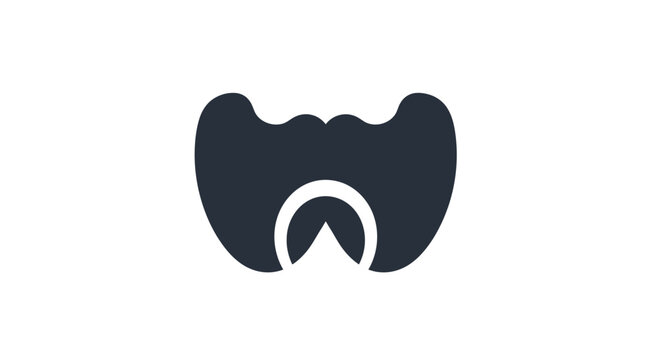 Simple black beard icon on white background.