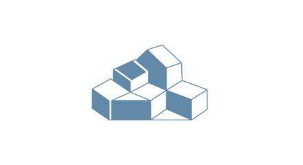 Naklejka premium Abstract geometric blue and white cubes forming a unique structure.