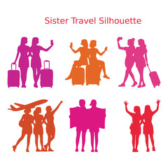 sister travel silhouette.