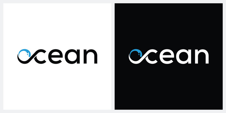 Minimalist ocean text logo design inspiration
