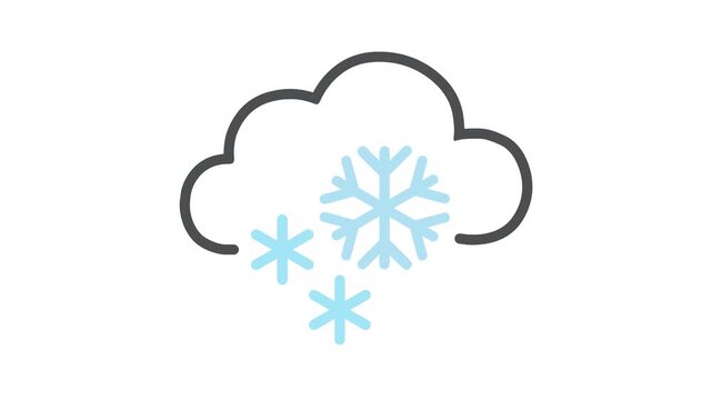 Cloud with snowflakes falling. Snowy weather or winter conditions, video.