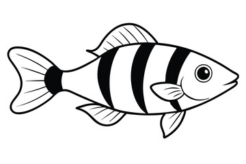 fish silhouette line art vector illustration with a white background © pipp99