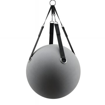 Industrial Heavy Duty Leather Boxing Ball with Quadruple Strap Support and Steel Carabiners for Intense Fighter Workout