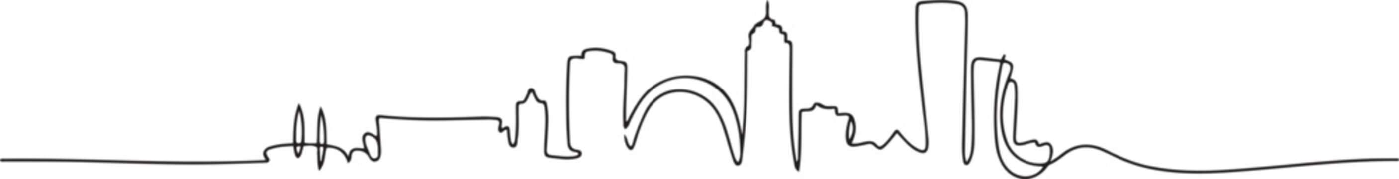 One single line drawing of Fresno city skyline, California. Town landscape for home wall decor poster. Best holiday destination. one line Icon drawing