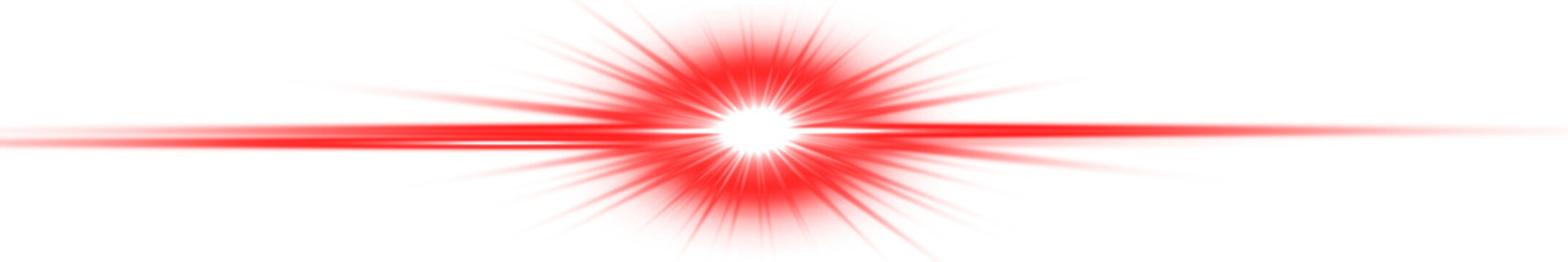 Vibrant red laser beam effect with glowing starburst flare transparent background png