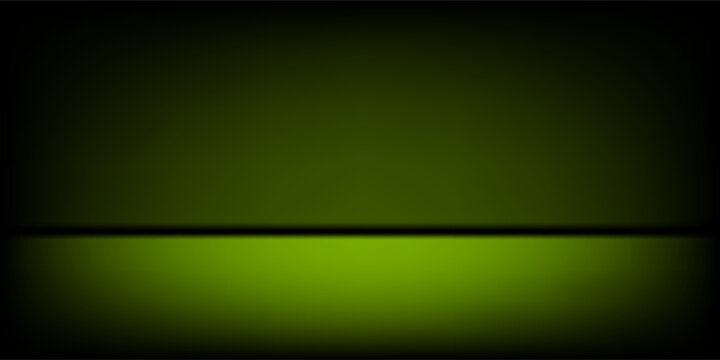 green studio background. Abstract limbo podium studio room. Dark green gradient wall floor and spotlight scene. Showcase, promotion display. Vector stage mockup illustration