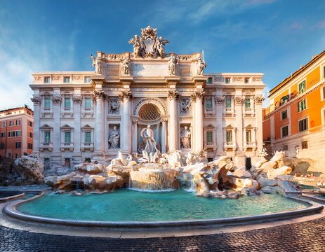 trevi fountain fontana di trevi in the morning light in rome italy trevi is most famous fountain of rome architecture and landmark of rome