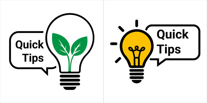 Quick tips icons displaying a nature-based idea and a glowing lightbulb for concepts