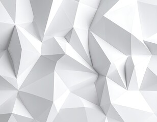 Abstract white low poly geometric background texture with sharp facets and subtle shading.