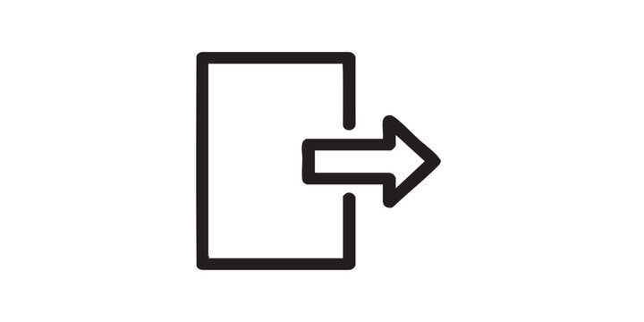 Logout vector icon, minimal outline style, simple sign-out and exit symbol, isolated on white background