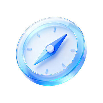3d rendered icon of glossy compass symbol