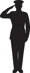 Fototapeta premium Silhouette of a soldier saluting with right hand up high