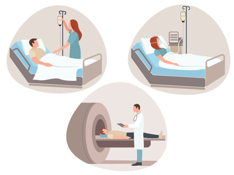 The person is in the hospital for treatment. Treatment and examination. Intravenous infusion and artificial ventilation of the lungs. MRI and X-ray.