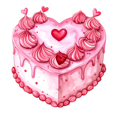Heart-Shaped Delight: A delightful heart-shaped cake, adorned with delicate pink frosting and charming details, epitomizes the sweetness of love and celebration.