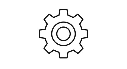 Obraz premium Minimalist line art of a single gear, isolated on a white background symbolizing mechanics