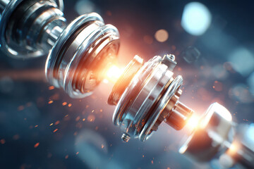 Futuristic mechanical component with sparks