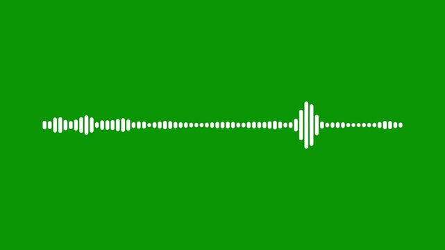 Sound wave motion animation, white audio frequency spectrum loop, professional music visualization for voice recording, broadcast design on green background ultra hd. 4k loop animation