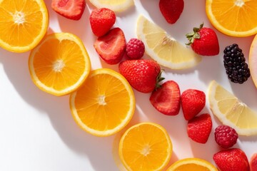 Colorful Arrangement of Fruits in Repeating Pattern Flat Lay