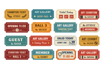 Vintage art gallery tickets and admission passes collection