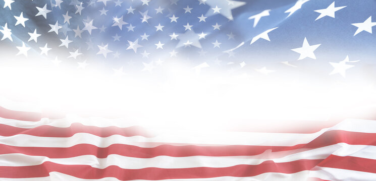 American flag on white background