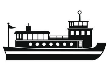 Obraz premium barge silhouette line art vector illustration with a white background