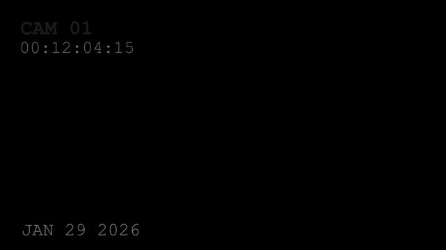Retro Surveillance Monitor UI with Analog Grain and 2026 Timestamp or 4K Security Camera Feed Overlay with CAM 01 Timecode and Date
