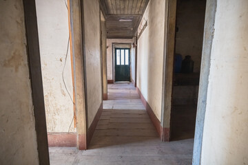 interior of an old abandoned stone house