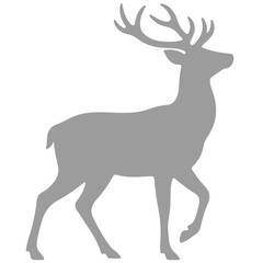 Fototapeta premium A wild deer silhouette vector illustration features a majestic stag with antlers and horns, depicting a cute animal mammal in a nature-inspired wildlife art style for Christmas or hunting themes