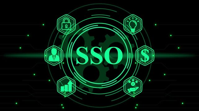 SO Concept with Icons and Gears single sign on security