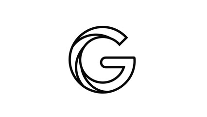 Fototapeta premium Modern and minimalist circular logo design featuring a stylized letter G with intertwined black lines on a clean white background.
