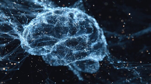 Abstract digital brain illustration science technology and neural networks