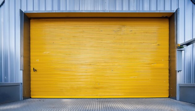 yellow roller shutter door in the modern warehouse