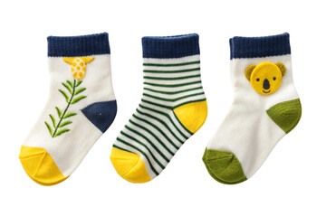 ollection of colorful socks icons with different ornaments isolated on white background.