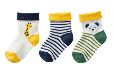 ollection of colorful socks icons with different ornaments isolated on white background.