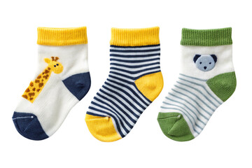 ollection of colorful socks icons with different ornaments isolated on white background.