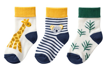 ollection of colorful socks icons with different ornaments isolated on white background.