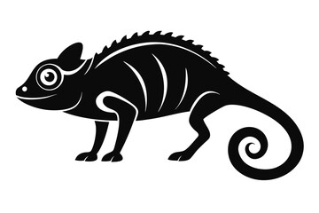 Obraz premium chameleon silhouette line art vector illustration with a white background