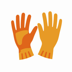 Fototapeta premium Bright and Vibrant Illustration of Orange Winter Gloves with Bold Patterns and Contrasting Shades on a Minimalist White Background