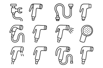 Obraz premium Grip sink bendable vector icon form tool lightweight holes portable pipe sprayer