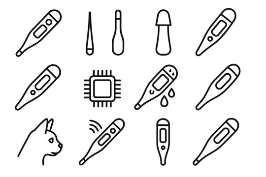 Precision compact thermometer digital system pet enclosure temperature vector structure icon probe