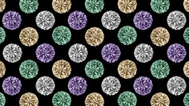 Hypnotic diamond crystals rotating abstract animation