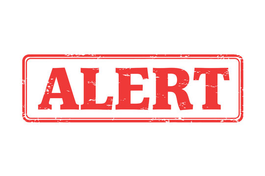 Red alert stamp with distressed texture on warning sign