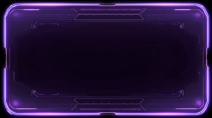 Obraz premium Futuristic Glowing Purple Holographic Frame with Neon Light Interface – Sci-Fi HUD UI Border, Cyber Technology, Digital Screen Overlay, 3D Render