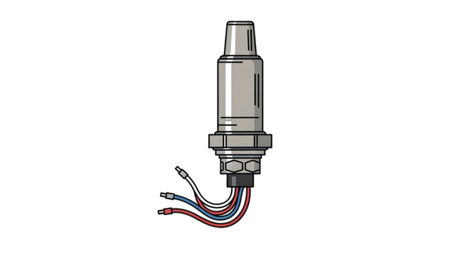 Car exhaust oxygen sensor with wires, simple vector illustration isolated on white