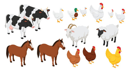 A colorful collection of farm animals including cows horses and poultry © Md Anisur Rahman 